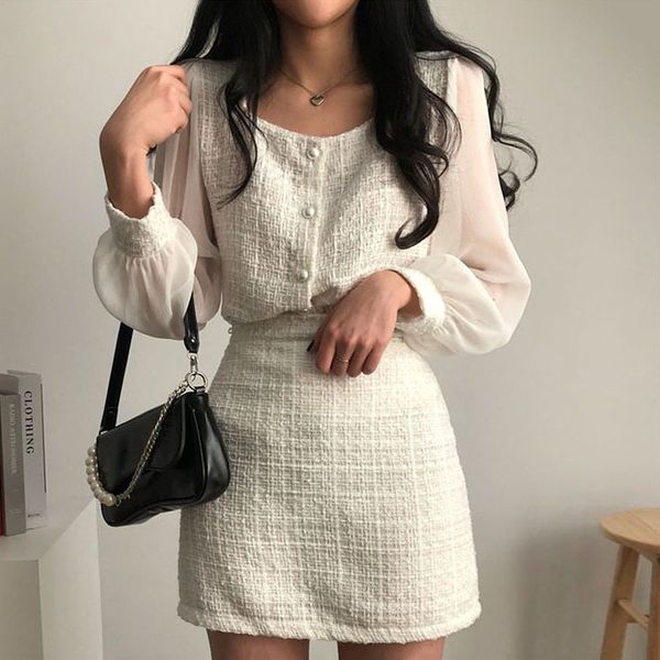 two piece dress korean fashion tweed 2 two piece set women vintage long sleeve high waist mini skirt suits ensemble femme vintage 230316, White
two piece dress korean fashion tweed 2 two piece set women vintage long sleeve high waist mini skirt suits ensemble femme vintage 230316, White