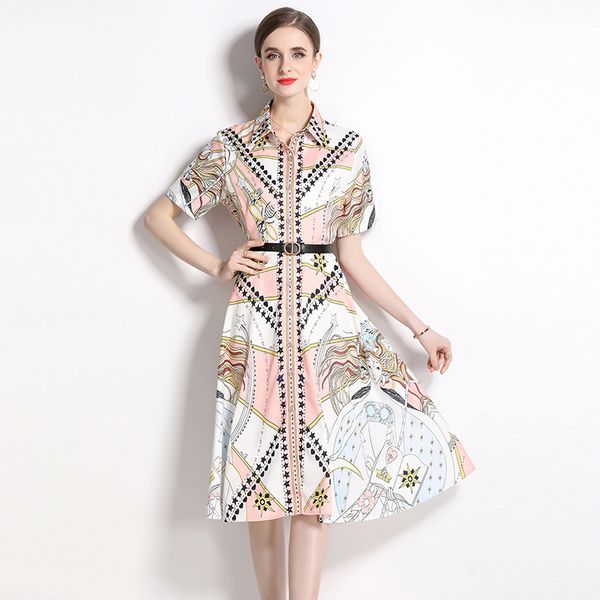 chic printed single button shirt dress women short sleeve belt cardigan midi dresses designer runway elegant ladies casual office clothes 20, Black;gray
chic printed single button shirt dress women short sleeve belt cardigan midi dresses designer runway elegant ladies casual office clothes 20, Black;gray