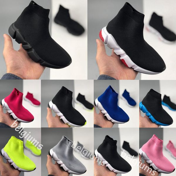 Image of Speed Trainers Kids Shoes Sock Black Boys Girls Sneakers Children Kid high Designer Trainer Youth Toddler shoe White Red Neon Bright Yellow Pink Blue Rose Hortensia