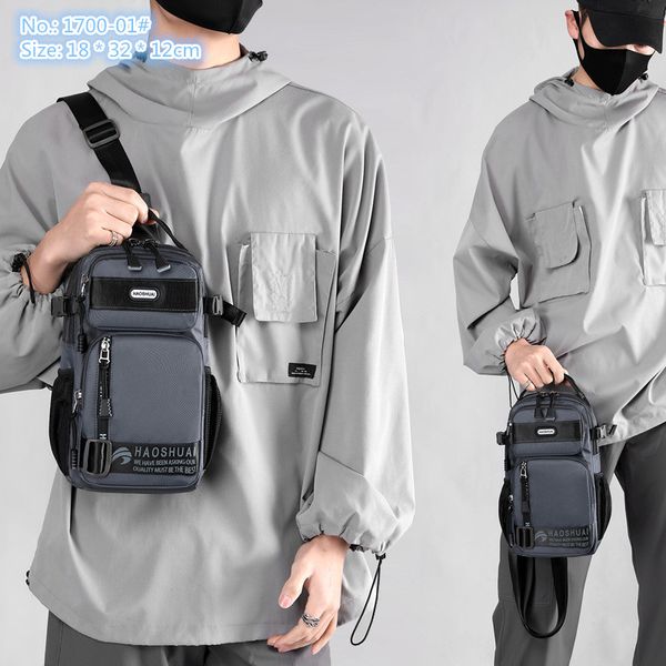 Outlet factory men shoulder bags 3 colors simple multifunctional canvas chest bag zipper decoration outdoor leisure handbag street popular light backpack 1700, Black
Outlet factory men shoulder bags 3 colors simple multifunctional canvas chest bag zipper decoration outdoor leisure handbag street popular light backpack 1700, Black