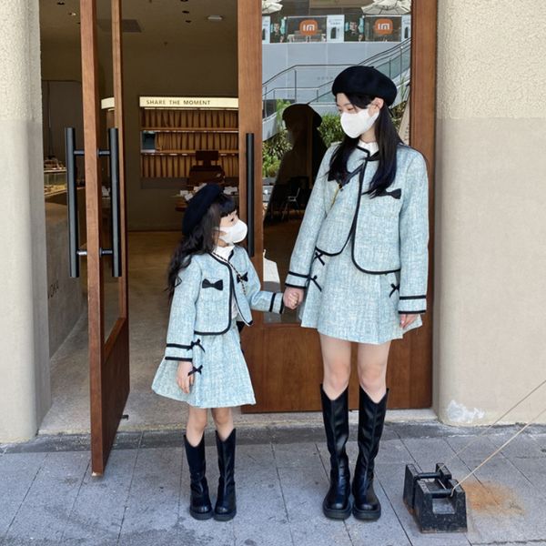 family matching outfits same mom daughter clothes toddler girl luxury designer two piece skirt set women boutique tweed outfit mother baby c, Blue
family matching outfits same mom daughter clothes toddler girl luxury designer two piece skirt set women boutique tweed outfit mother baby c, Blue