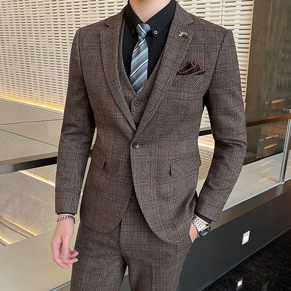 men's suits blazers suit jacket pants vest 3 pcs set / fashion men's casual boutique business plaid blazers coat trousers waistcoa, White;black
men's suits blazers suit jacket pants vest 3 pcs set / fashion men's casual boutique business plaid blazers coat trousers waistcoa, White;black