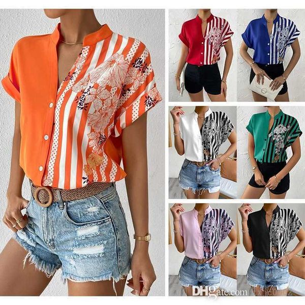 designer summer 3xl women shirts new double contrast printed button cardigan blouses fashion short sleeved shirt, White
designer summer 3xl women shirts new double contrast printed button cardigan blouses fashion short sleeved shirt, White