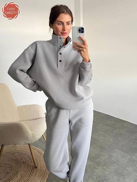womens two piece pants chinsweety fleece sweatshirt sets womens casual buttons stand collar loose pullover high waist sports pants two piece, White
womens two piece pants chinsweety fleece sweatshirt sets womens casual buttons stand collar loose pullover high waist sports pants two piece, White