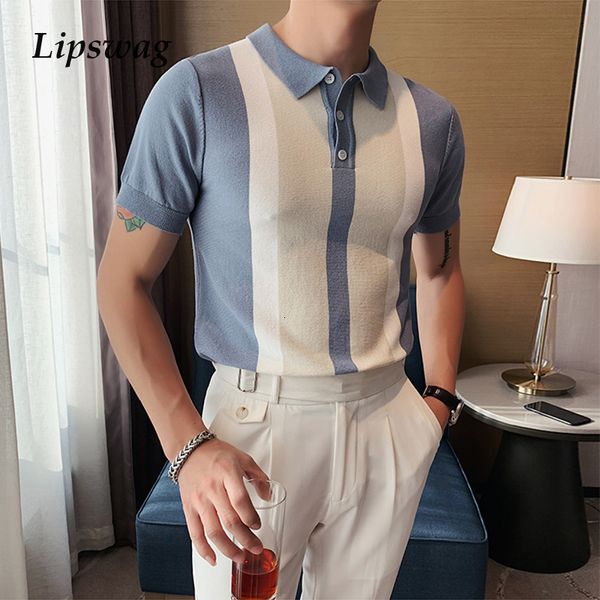 men's polos vintage patchwork knit slim polo shirts men fashion summer short sleeve polo shirt casual lapel button mens streetwear 230, White;black
men's polos vintage patchwork knit slim polo shirts men fashion summer short sleeve polo shirt casual lapel button mens streetwear 230, White;black