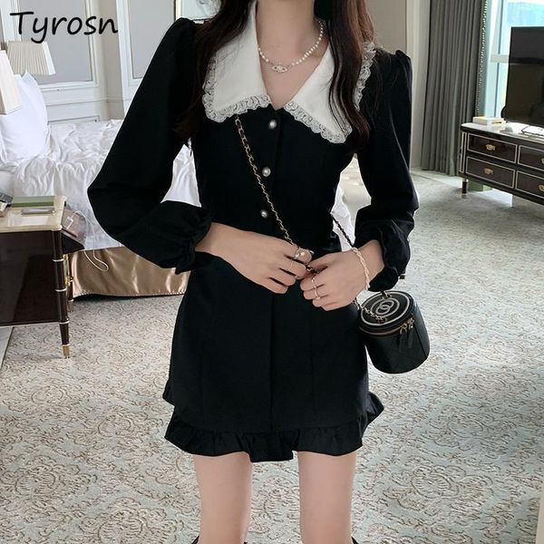casual dresses long sleeve dress women sweet patchwork design peter pan collar ruffles button elegant mini dresses femme streetwear trendy 2, Black;gray
casual dresses long sleeve dress women sweet patchwork design peter pan collar ruffles button elegant mini dresses femme streetwear trendy 2, Black;gray