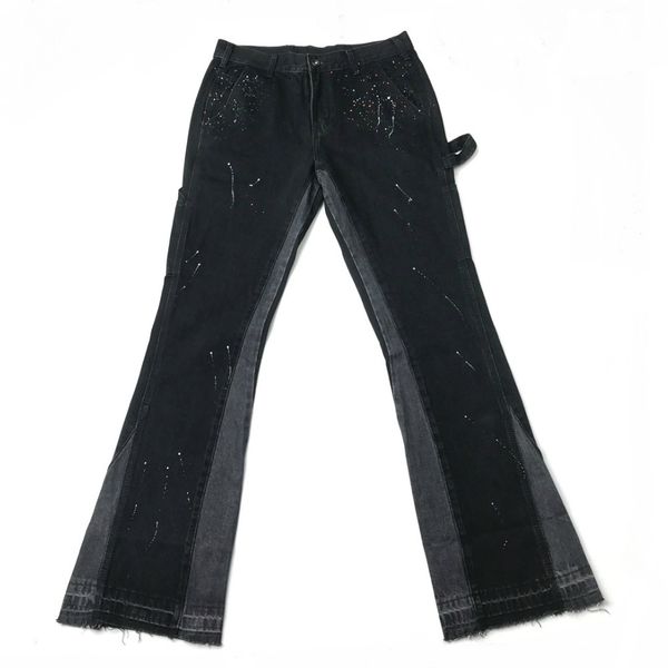 men's jeans men washed black slim deconstructed jeans multicolor paint splatters eight-pocket styling streetwear 230316, Blue
men's jeans men washed black slim deconstructed jeans multicolor paint splatters eight-pocket styling streetwear 230316, Blue