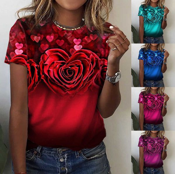 2023 summer new temu women's rose print loose round neck short sleeve t-shirt women, White
2023 summer new temu women's rose print loose round neck short sleeve t-shirt women, White