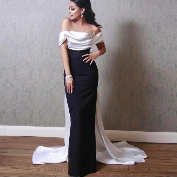 white black satin evening dress mermaid off the shoulder saudi arabia prom formal gowns robe de soiree 2023 vestidos feast, Black;red
white black satin evening dress mermaid off the shoulder saudi arabia prom formal gowns robe de soiree 2023 vestidos feast, Black;red