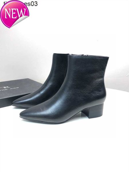 dress shoes the row small women's boots side zipper cowhide pointed low heel short slender simple versatile boots, Black
dress shoes the row small women's boots side zipper cowhide pointed low heel short slender simple versatile boots, Black