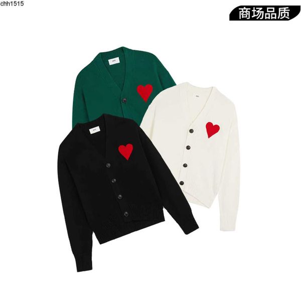 love sweater cardigan amis red jacquard a simple casual couple loose v-neck solid woolen, Black
love sweater cardigan amis red jacquard a simple casual couple loose v-neck solid woolen, Black