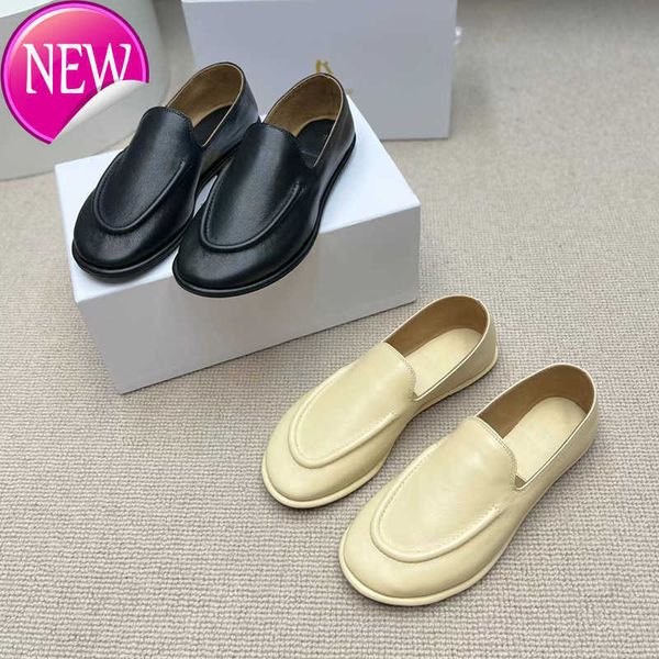 small the row first layer cow leather comfortable round head flat sole single shoe with lefu shoes for women, Black
small the row first layer cow leather comfortable round head flat sole single shoe with lefu shoes for women, Black