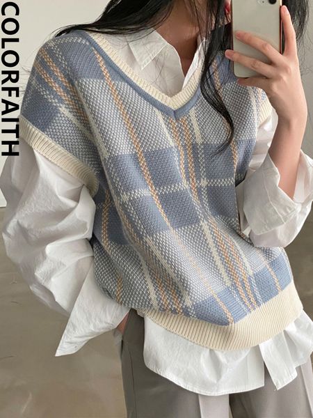 womens tanks camis colorfaith sleeveless vest waistcoat checkered oversized winter spring women sweaters pullovers knitwear swv18309 230314, White
womens tanks camis colorfaith sleeveless vest waistcoat checkered oversized winter spring women sweaters pullovers knitwear swv18309 230314, White