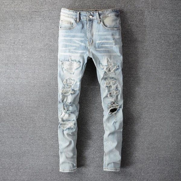 new men jeans european jean hombre letter star men skinny embroidery patchwork ripped mens trend brand motorcycle pant kwe, Blue
new men jeans european jean hombre letter star men skinny embroidery patchwork ripped mens trend brand motorcycle pant kwe, Blue
