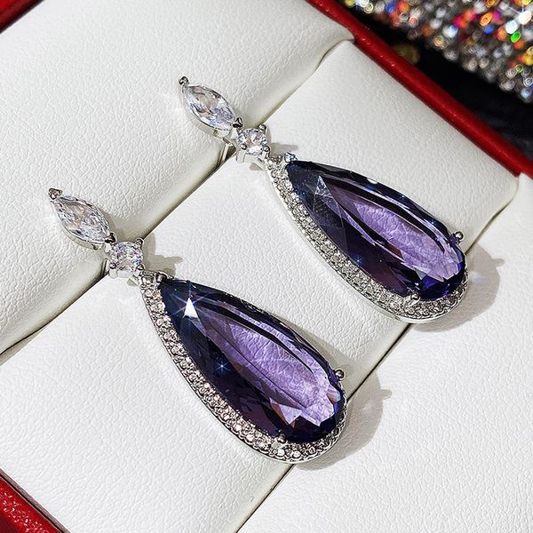 unique purple cubic zirconia earrings dangle & chandelier for women simple and elegant female earrings engagement wedding jewelry, Silver
unique purple cubic zirconia earrings dangle & chandelier for women simple and elegant female earrings engagement wedding jewelry, Silver