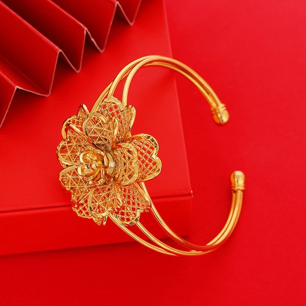 women cuff bangle bracelet with filigree flower real 18k yellow gold filled beautiful lady girls jewelry gift, Black
women cuff bangle bracelet with filigree flower real 18k yellow gold filled beautiful lady girls jewelry gift, Black