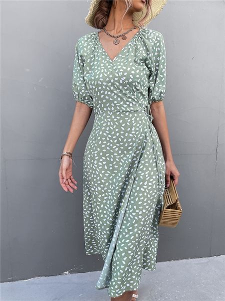 casual dresses summer wrap dresses for woman short sleeve v neck chiffon dress polka dot casual fashion streetwear female elegant midi dress, Black;gray
casual dresses summer wrap dresses for woman short sleeve v neck chiffon dress polka dot casual fashion streetwear female elegant midi dress, Black;gray