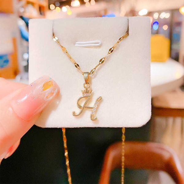 pendant necklaces strands strings genuine gold electroplating micro-set zircon letter h crown personality necklace fashion collar chain, Silver
pendant necklaces strands strings genuine gold electroplating micro-set zircon letter h crown personality necklace fashion collar chain, Silver