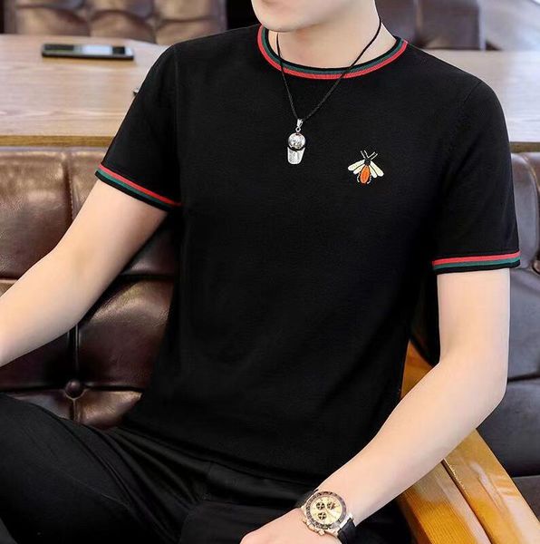 designer mens t-shirts slim fit knitted t shirt o-neck homme streetwear fashion men casual t-shirt, White;black
designer mens t-shirts slim fit knitted t shirt o-neck homme streetwear fashion men casual t-shirt, White;black