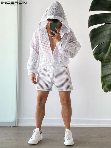 men's tracksuits 2023 mesh sets transparent streetwear vacation hooded long sleeve zipper outerwear shorts 2pcs casual suits incerun 23, Gray
men's tracksuits 2023 mesh sets transparent streetwear vacation hooded long sleeve zipper outerwear shorts 2pcs casual suits incerun 23, Gray