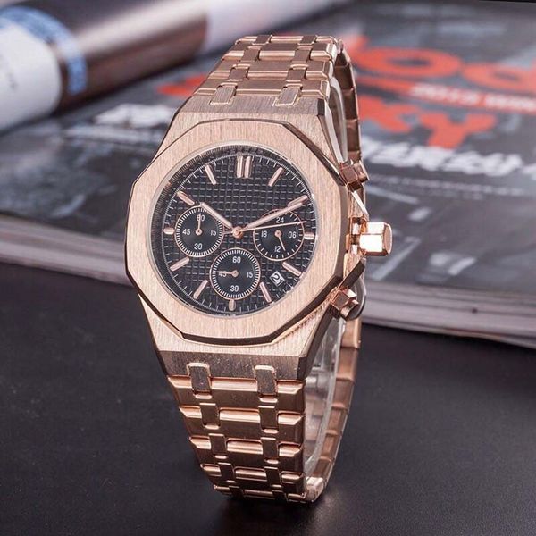 men's women watch rose gold stanless steel 42mm vk chronograph quartz movement sports men watches c1-19, Slivery;brown
men's women watch rose gold stanless steel 42mm vk chronograph quartz movement sports men watches c1-19, Slivery;brown