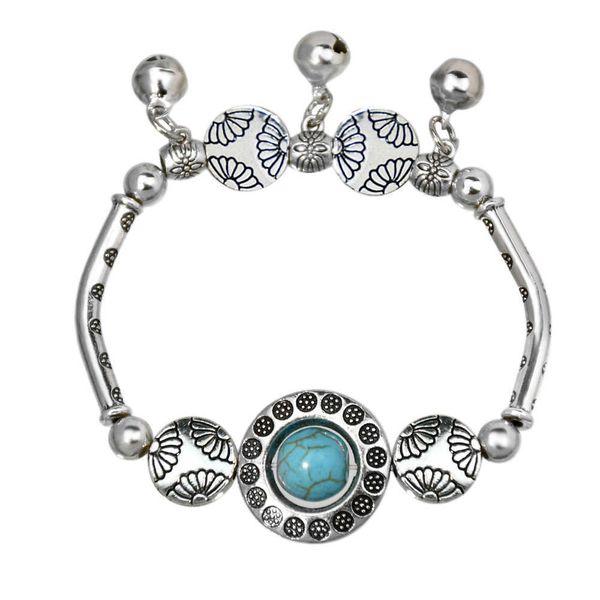 nepalese ethnic style tibetan silver bell small number of empress dowager vintage turquoise bracelet, Black
nepalese ethnic style tibetan silver bell small number of empress dowager vintage turquoise bracelet, Black