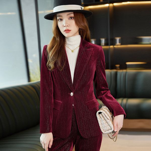women's suits blazers fabric velvet women business suits with pants and jackets coat for women office work wear blazers set pantsuits 2, White;black
women's suits blazers fabric velvet women business suits with pants and jackets coat for women office work wear blazers set pantsuits 2, White;black