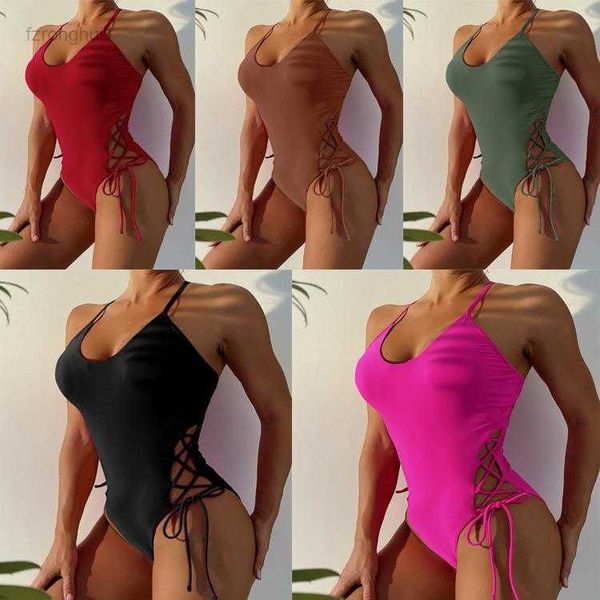 women's swimwear kamei 2023 new bikini lace-up one piece solid color tankini beach swim wear d59x, White;black
women's swimwear kamei 2023 new bikini lace-up one piece solid color tankini beach swim wear d59x, White;black