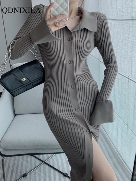 casual dresses autumer winter knit casual long sleeve button elegant chic polo collar slim sweater dress for women vintage korean fashion 23, Black;gray
casual dresses autumer winter knit casual long sleeve button elegant chic polo collar slim sweater dress for women vintage korean fashion 23, Black;gray