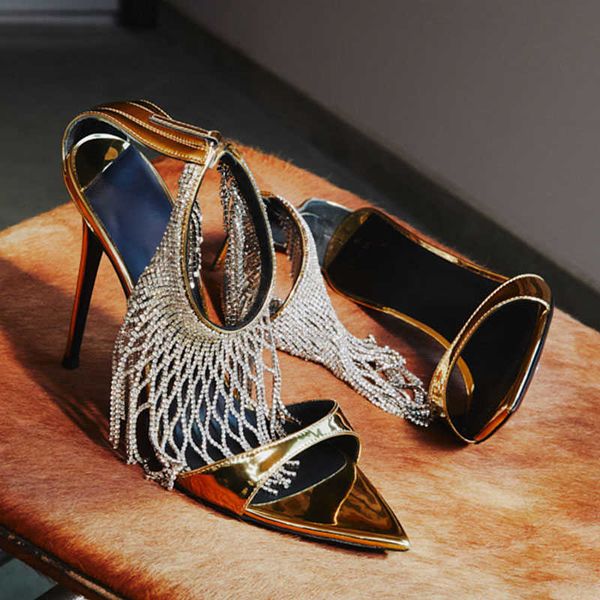 luxury bling gold fringe crystal sandals pointed toe back zipper stiletto heels women's sandals new party wedding shoes 0316, Black
luxury bling gold fringe crystal sandals pointed toe back zipper stiletto heels women's sandals new party wedding shoes 0316, Black