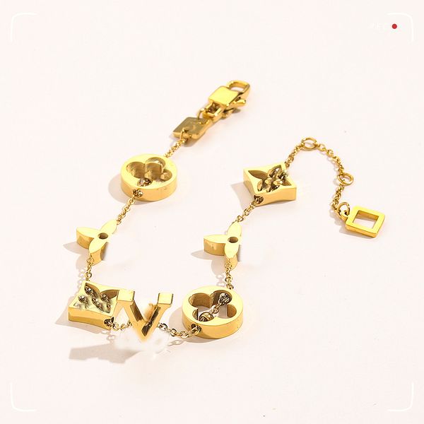 new fashionable classic bracelets women letter bangle 18k gold plated stainless steel crystal flower beads lovers gift wristband cuff chain, Black
new fashionable classic bracelets women letter bangle 18k gold plated stainless steel crystal flower beads lovers gift wristband cuff chain, Black