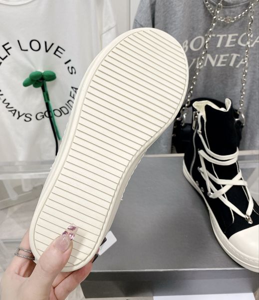 canvas men sneakers designer casual shoes women boots high genuine leather lace up breathable rick owen shoes platform round toes booties in, Black
canvas men sneakers designer casual shoes women boots high genuine leather lace up breathable rick owen shoes platform round toes booties in, Black