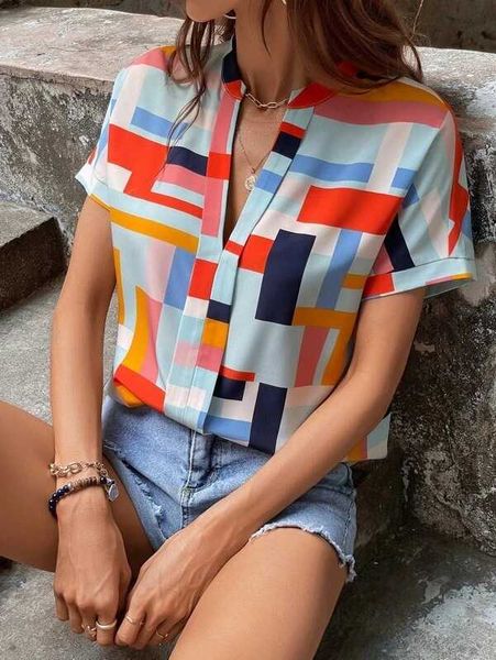 2023 summer new print v-neck bat sleeve shirt, White
2023 summer new print v-neck bat sleeve shirt, White