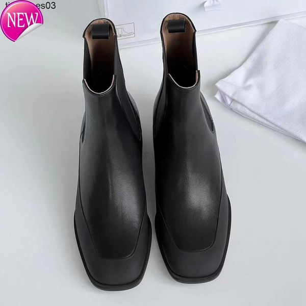 dress shoes designer autumn new the row square short boots elastic sleeve flat heel chelsea leather coarse heel single boots, Black
dress shoes designer autumn new the row square short boots elastic sleeve flat heel chelsea leather coarse heel single boots, Black