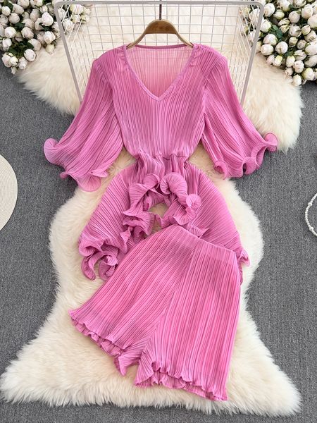 womens two piece pants women summer short sets celebrity temperament vneck irregular pleated chiffon twopiece high waist wide leg shorts d28, White
womens two piece pants women summer short sets celebrity temperament vneck irregular pleated chiffon twopiece high waist wide leg shorts d28, White