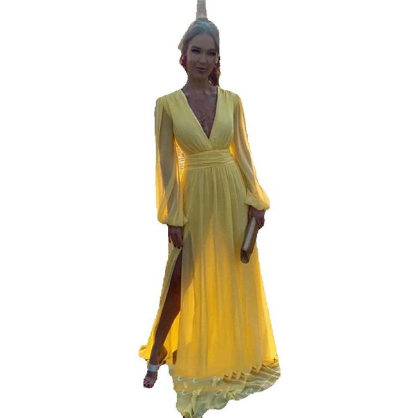 light yellow a-line prom dresses 2023 side split evening gowns chiffon floor length robe de soiree, Black
light yellow a-line prom dresses 2023 side split evening gowns chiffon floor length robe de soiree, Black