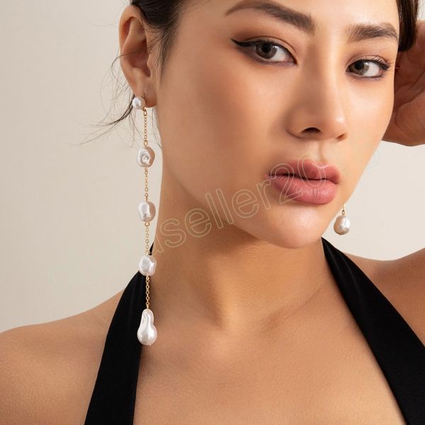 korean fashion simulated pearl long dangle earrings for women elegant tassel link drop earrings wed jewelry gift, Silver
korean fashion simulated pearl long dangle earrings for women elegant tassel link drop earrings wed jewelry gift, Silver