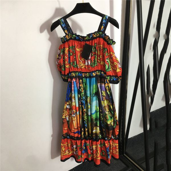 vintage printed dresses for women ruffle one line neck sling dress vacation style beach short skirts clothes, Black;gray
vintage printed dresses for women ruffle one line neck sling dress vacation style beach short skirts clothes, Black;gray