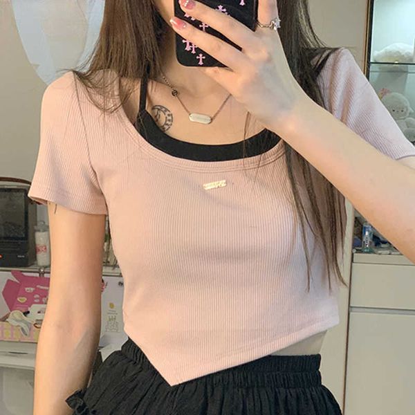 women's t-shirt fake two omen shirts for women t-shirts summer clothes fashion blouses colthingjnv4, White
women's t-shirt fake two omen shirts for women t-shirts summer clothes fashion blouses colthingjnv4, White