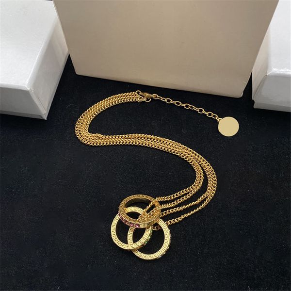 three circle ring pendant necklaces with dedicate lines women double chain design necklaces side color drills nice jewelry, Silver
three circle ring pendant necklaces with dedicate lines women double chain design necklaces side color drills nice jewelry, Silver
