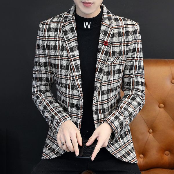 men's suits blazers autumn winter men blazers korean fashion slim fit plaid casual suit jacket wedding business social dress coat men c, White;black
men's suits blazers autumn winter men blazers korean fashion slim fit plaid casual suit jacket wedding business social dress coat men c, White;black