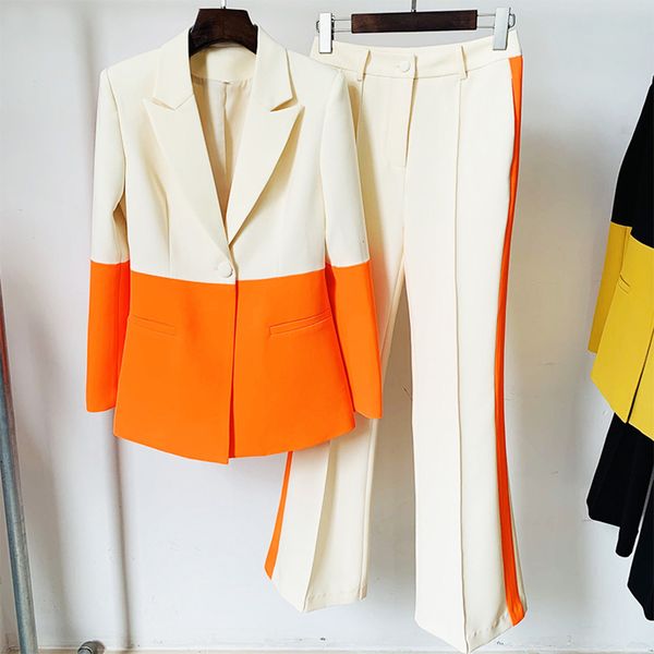women's suits blazers xs-5xl fashion blazer pants suit two pcs set office ladies women color match business single button flared pants, White;black
women's suits blazers xs-5xl fashion blazer pants suit two pcs set office ladies women color match business single button flared pants, White;black