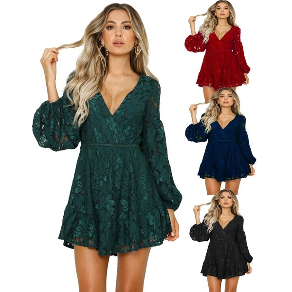 backless hollow out lace dress female fashion v-neck lantern sleeve elegant ladies casual evening party mini dress clothes, Black;gray
backless hollow out lace dress female fashion v-neck lantern sleeve elegant ladies casual evening party mini dress clothes, Black;gray