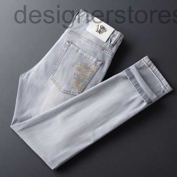 men's jeans designer spring new light grey slim fit feet trend stretch versatile diamond pants zmjd, Blue
men's jeans designer spring new light grey slim fit feet trend stretch versatile diamond pants zmjd, Blue