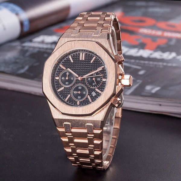 men's women watch rose gold stanless steel 42mm vk chronograph quartz movement sports men watches c1-773, Slivery;brown
men's women watch rose gold stanless steel 42mm vk chronograph quartz movement sports men watches c1-773, Slivery;brown
