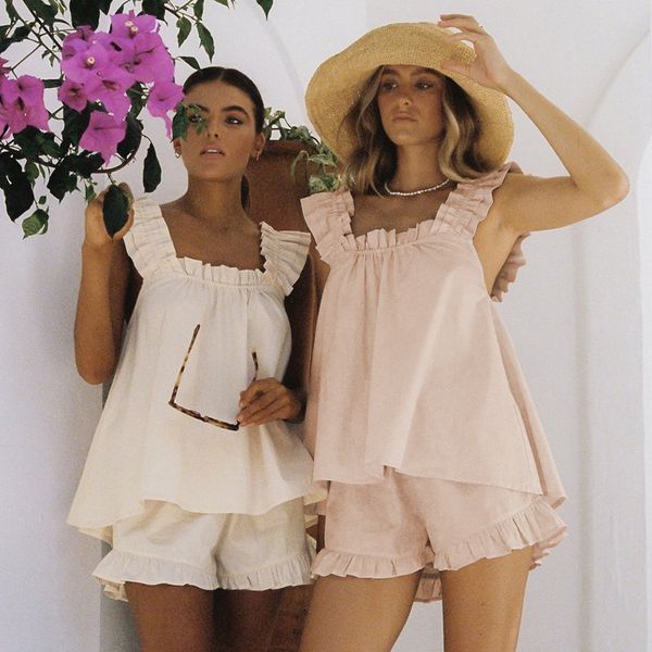 womens two piece pants 100% cotton women pajama robe sets casual ruffles shorts woman 2 pieces sets nightgown sleepwear suits 230316, White
womens two piece pants 100% cotton women pajama robe sets casual ruffles shorts woman 2 pieces sets nightgown sleepwear suits 230316, White