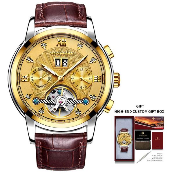 

watches for men luxury skeleton tonneau watch for men waterproof adjustable silicone strap steampunk style chronograph calendar date busines, Slivery;brown