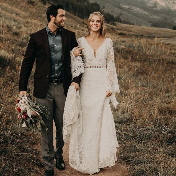 vitnage long sleeve boho wedding dresses 2022 v-neck crochet cotton lace hippie country bohemian bridal reception dress robes, White
vitnage long sleeve boho wedding dresses 2022 v-neck crochet cotton lace hippie country bohemian bridal reception dress robes, White