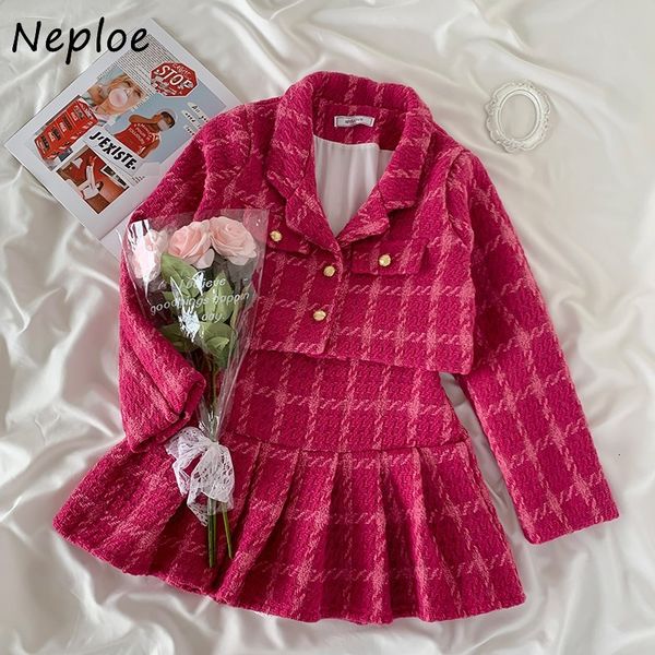two piece dress neploe notched collar plaid skirt suit women super short jacket high waist a-line pleated mini skirts female two-piece 2303, White
two piece dress neploe notched collar plaid skirt suit women super short jacket high waist a-line pleated mini skirts female two-piece 2303, White
