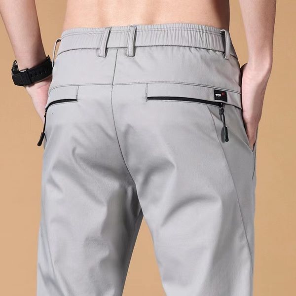 men's pants spring summer mens casual pants thin slim fit straight trousers khaki elasticity ice silk busines casual pants man pants 23, Black
men's pants spring summer mens casual pants thin slim fit straight trousers khaki elasticity ice silk busines casual pants man pants 23, Black